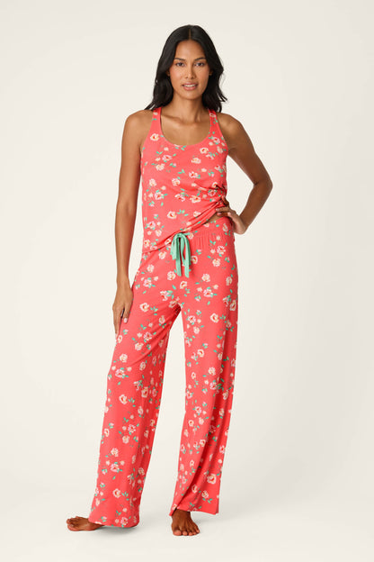 Siesta Dreams Dark Coral Floral Print Pajama Pants