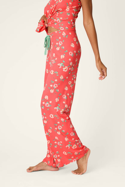 Siesta Dreams Dark Coral Floral Print Pajama Pants