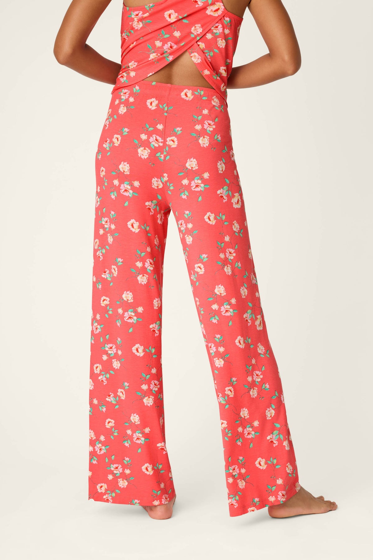 Siesta Dreams Dark Coral Floral Print Pajama Pants