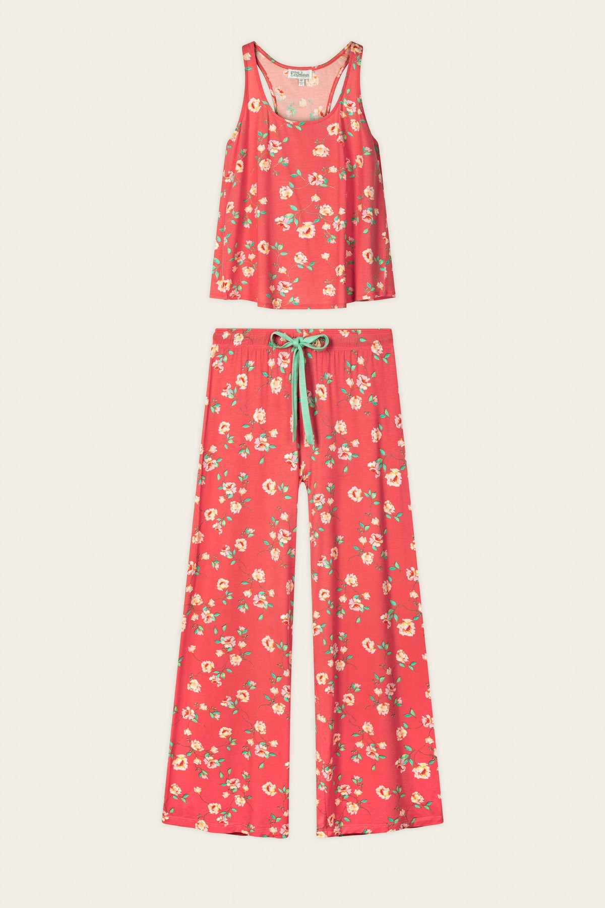 Siesta Dreams Dark Coral Floral Print Long PJ Set