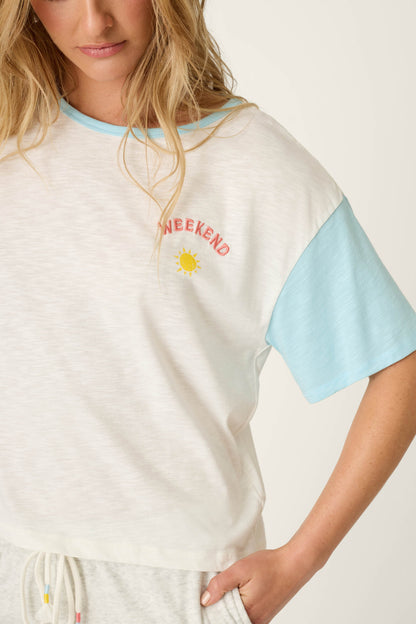 Sunday Funday Embroidered "Weekend" T-Shirt