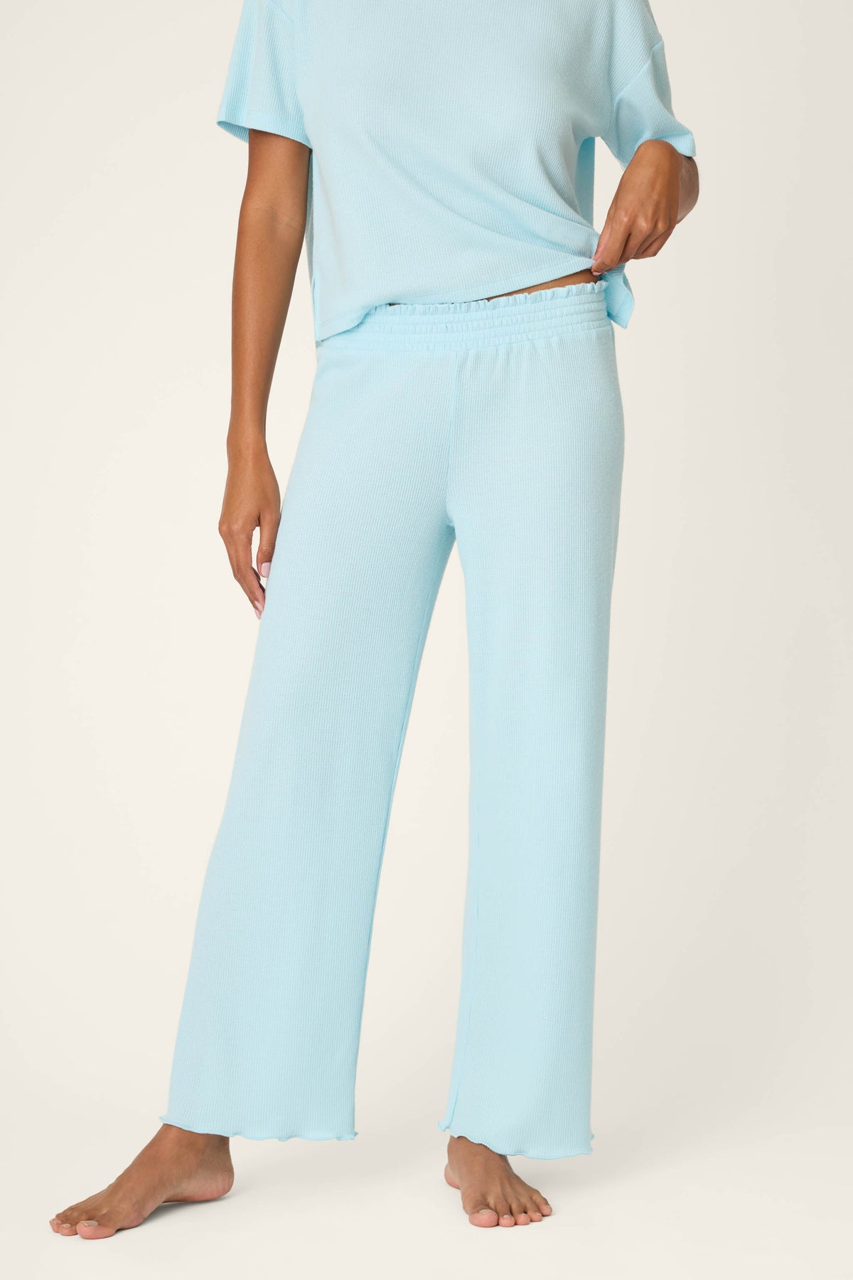 Weekend Waffles Crystal Blue Cropped Pajama Pants