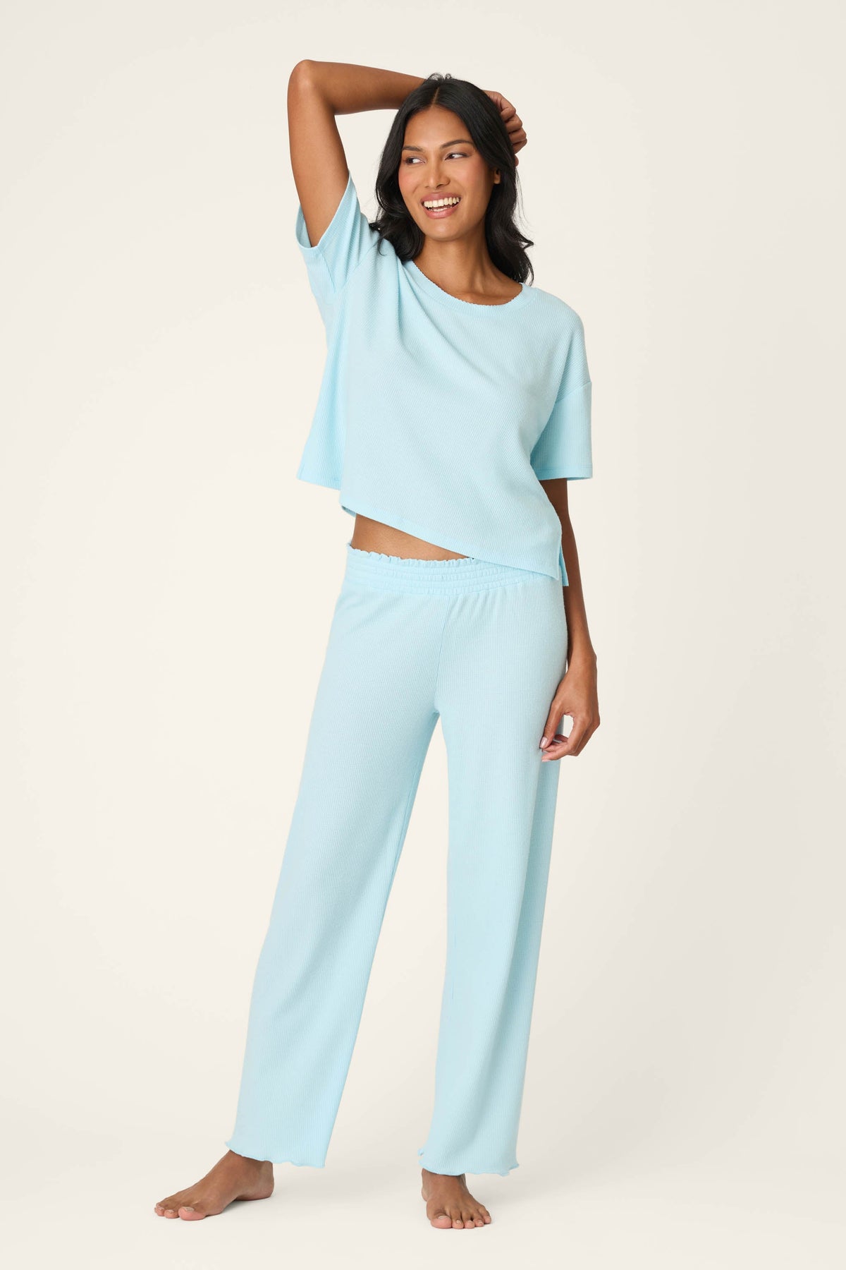 Weekend Waffles Crystal Blue Cropped Pajama Pants