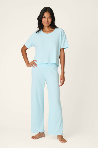Weekend Waffles Crystal Blue Cropped PJ Set