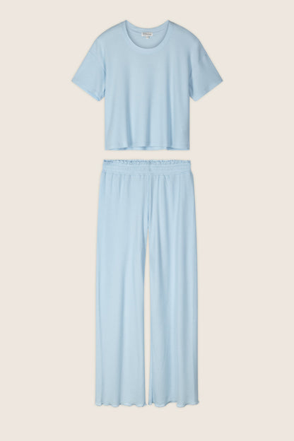 Weekend Waffles Crystal Blue Cropped PJ Set