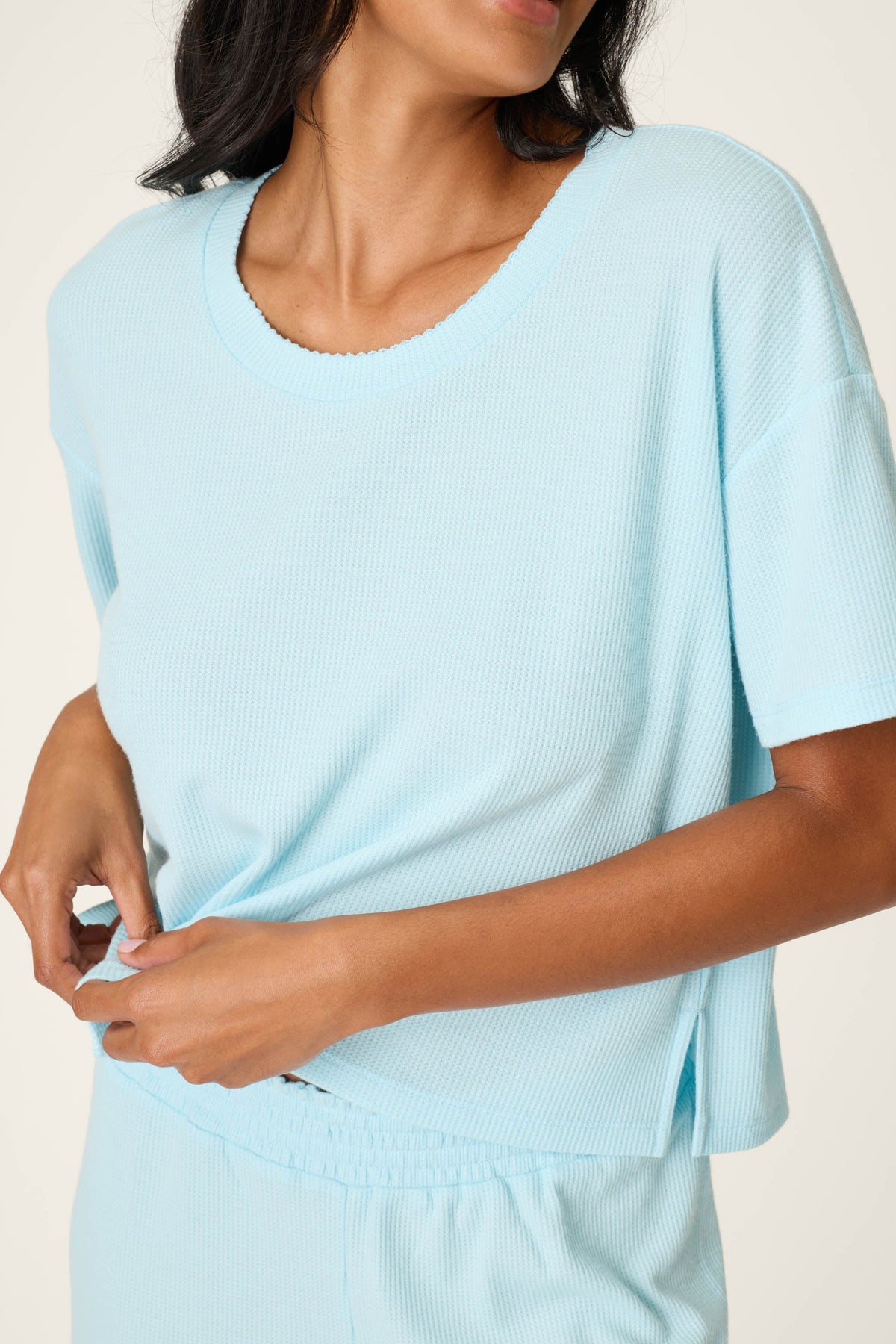 Weekend Waffles Crystal Blue Cropped PJ Set
