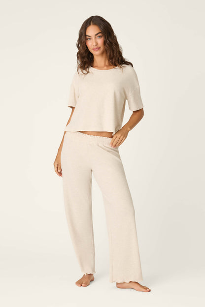 Weekend Waffles Light Oatmeal Cropped PJ Set