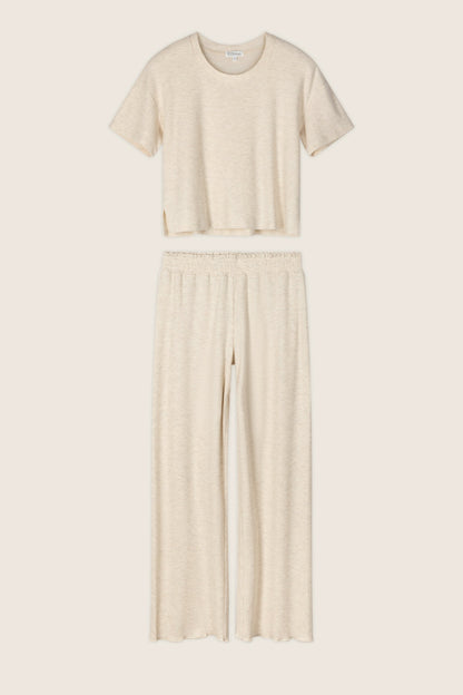 Weekend Waffles Light Oatmeal Cropped PJ Set