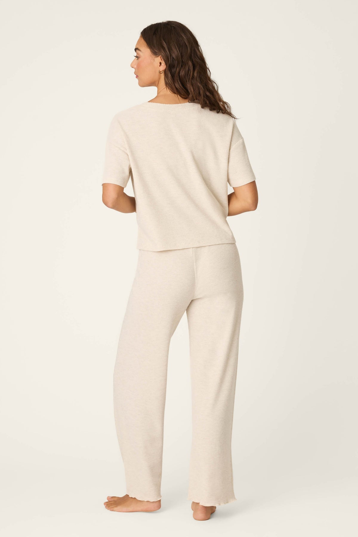 Weekend Waffles Light Oatmeal Cropped PJ Set