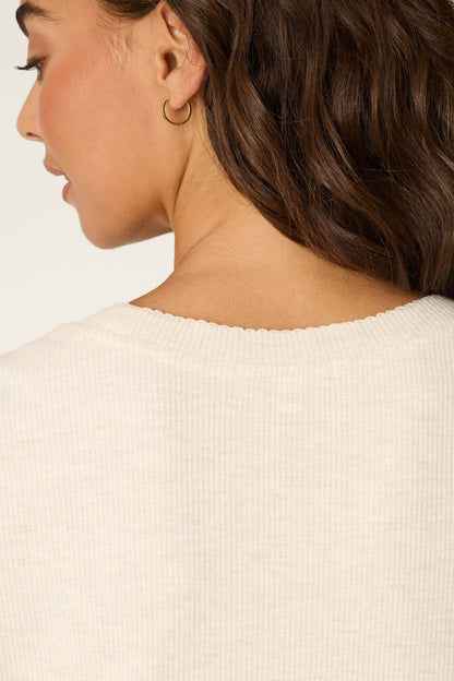 Weekend Waffles Light Oatmeal Short Sleeve Top