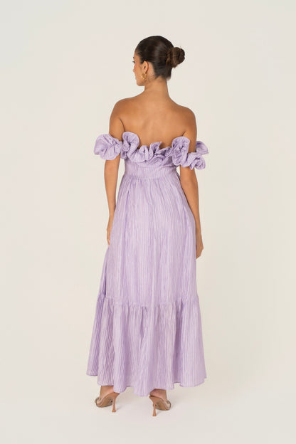 Rhea Off-Shoulder Ruffle Trim Maxi Dress