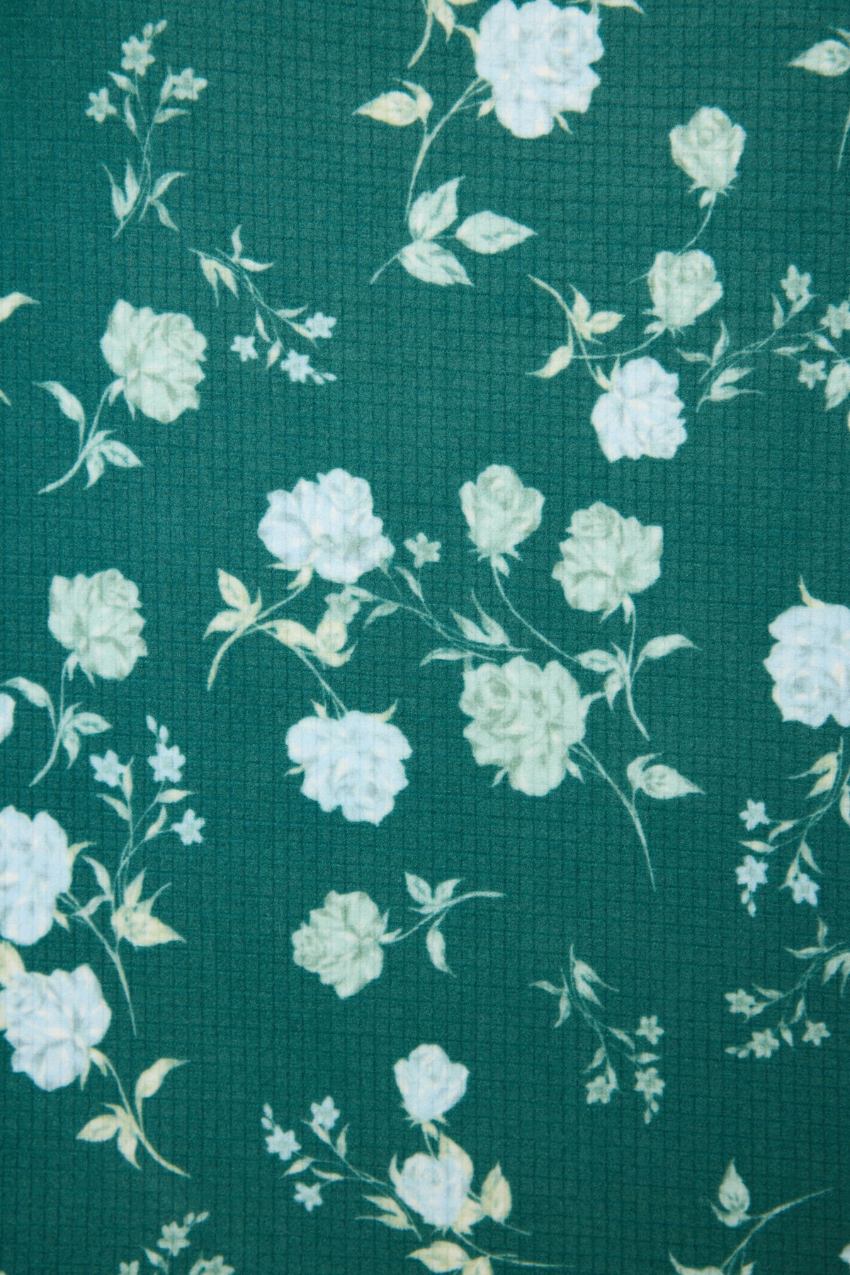 Green Floral Thermal Velour Open Leg Pants