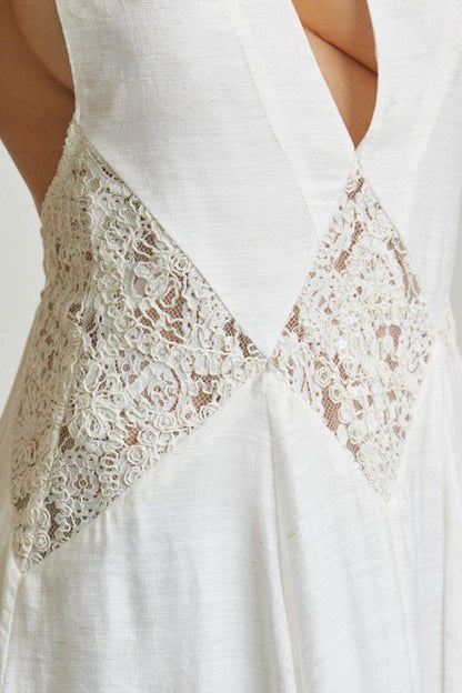 Ethereal Lace Low-Back Maxi Dress - White