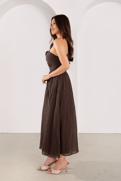Zara One-Shoulder Ruffle Midi Dress