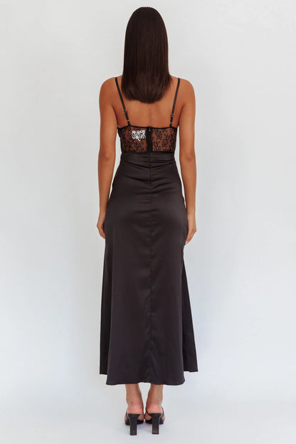 Wyatt Lace Twish Bust Maxi Dress Black