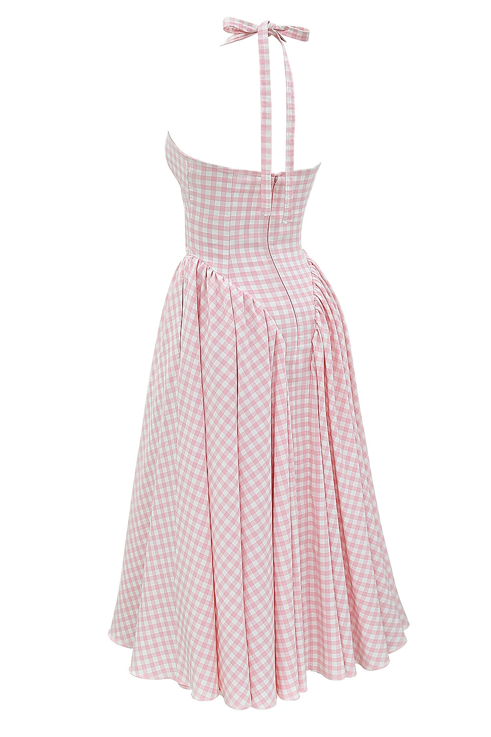 strawberry shortcake gingham halter midi sundress