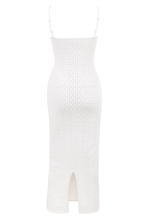 white knit maxi dress