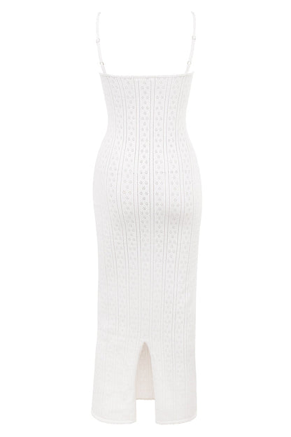 white knit maxi dress