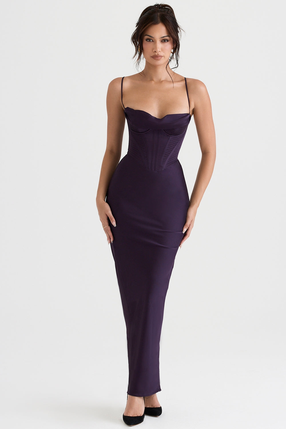 night shade corset maxi dress