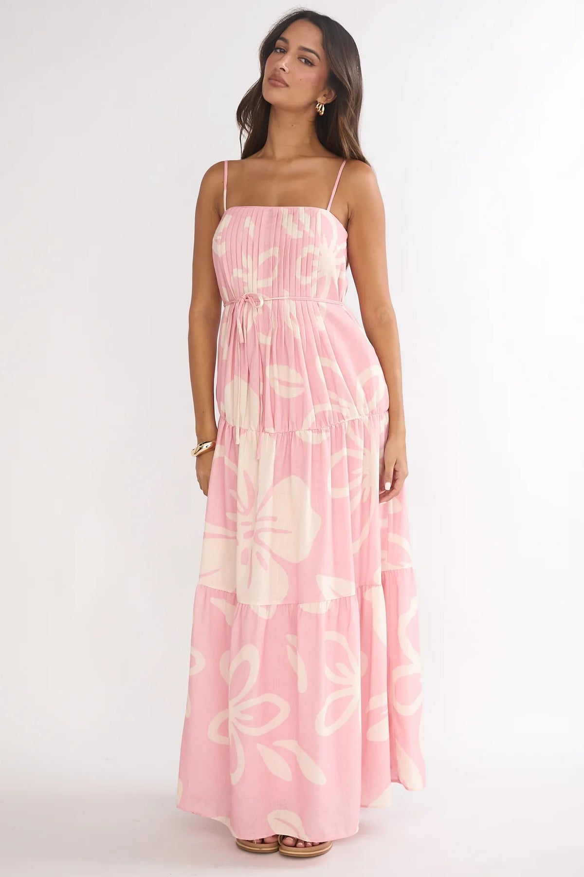 Lysette Pintuck Pleat Maxi Dress Floral