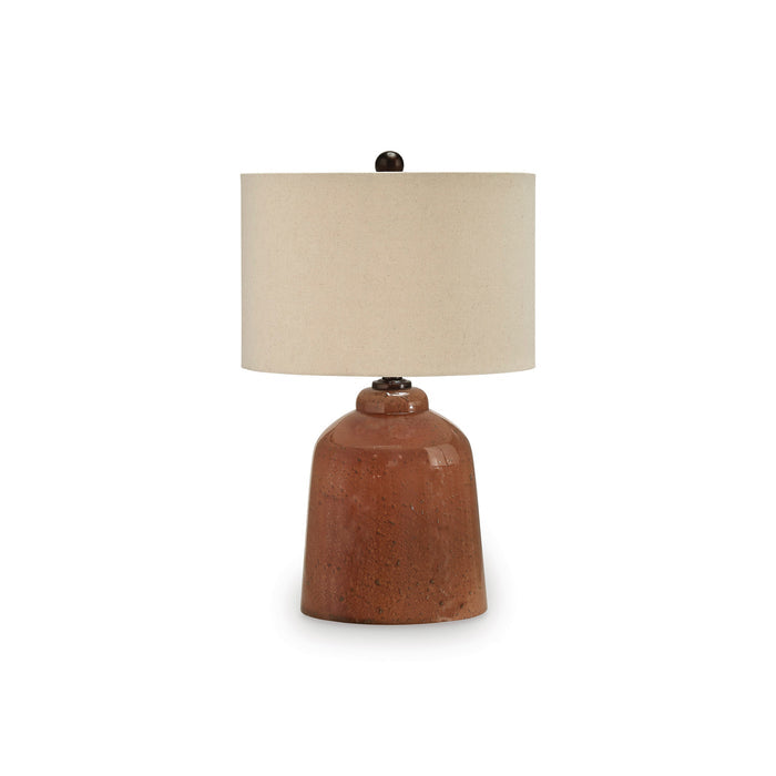 Front left view of Aaleahya Rust Table Lamp