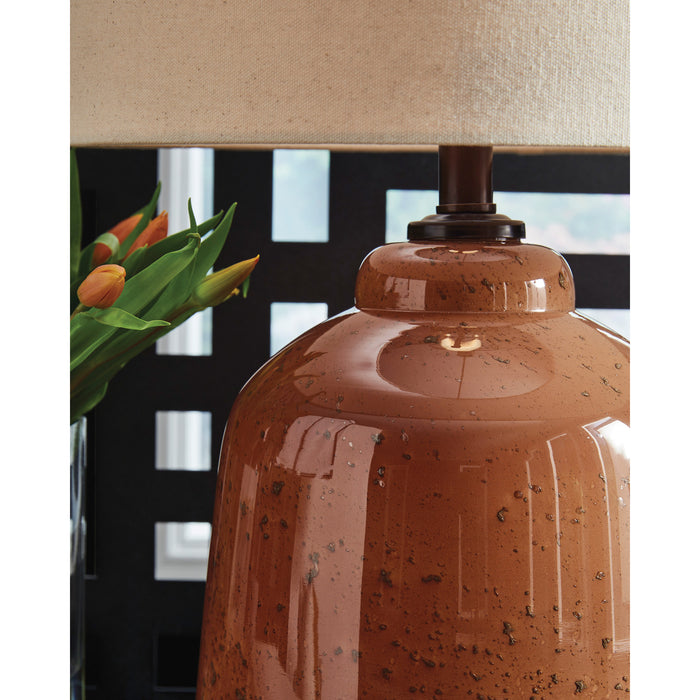 Detail view of Aaleahya Rust Table Lamp