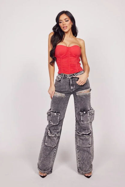 Acid Black Denim: Casual Glam Jeans