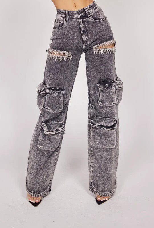 Acid Black Denim: Casual Glam Jeans