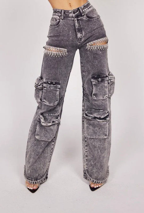 Acid Black Denim: Casual Glam Jeans
