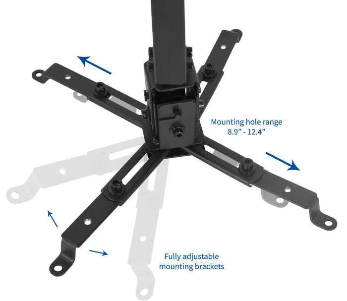 Mounting hole brackets are adjustable to fit your projector.