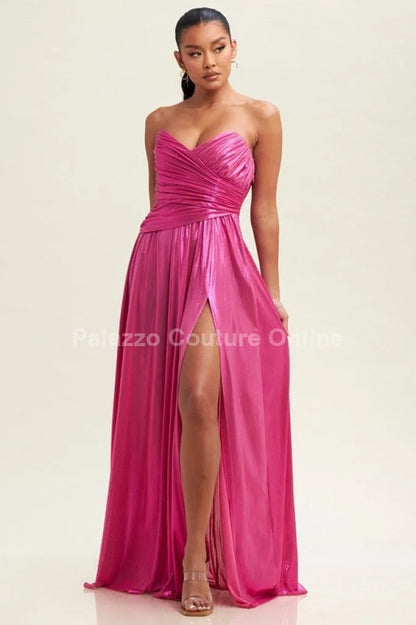Ainsley Metallic Maxi Dress  (Magenta)