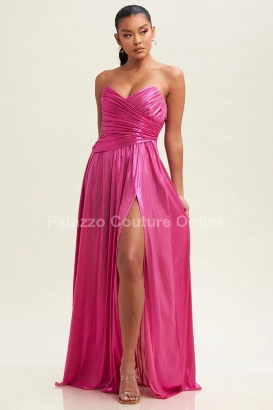 Ainsley Metallic Maxi Dress  (Magenta)
