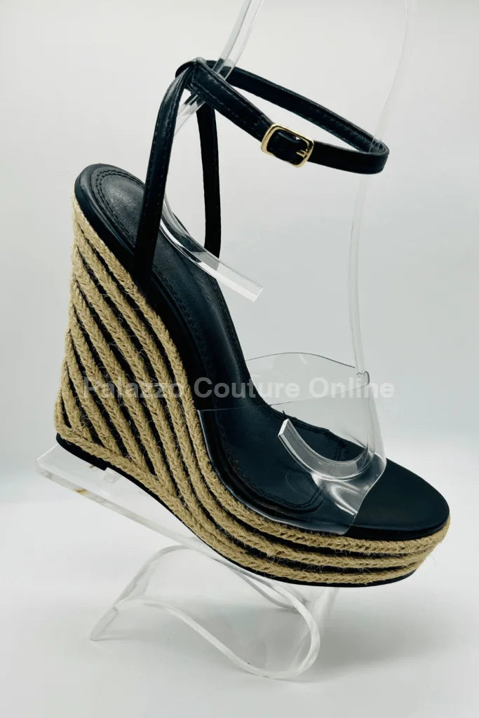 Amalia braided espadrille wedges (Black)