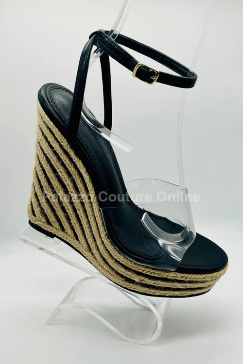 Amalia braided espadrille wedges (Black)