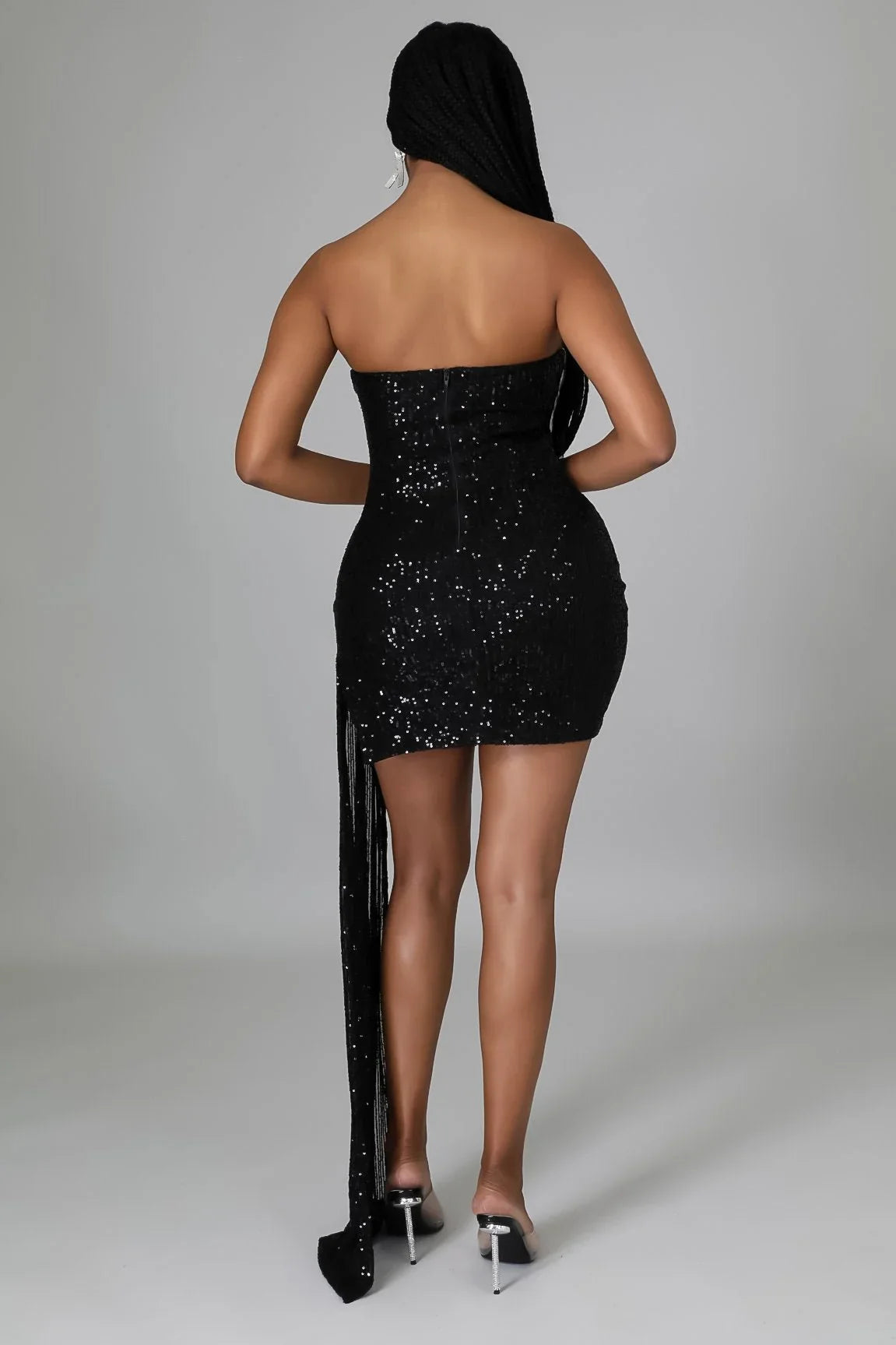 Crystal Glam Black and White Crystal Mini Dress
