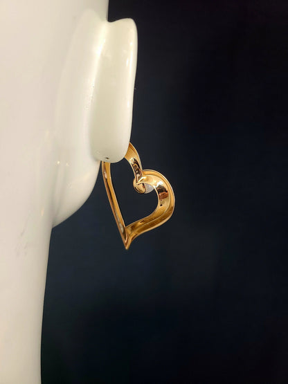 Angle in Heart Pearl Earrings (Gold)