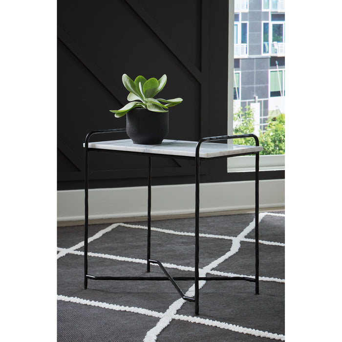 A room setting featuring Ashber White Accent Table