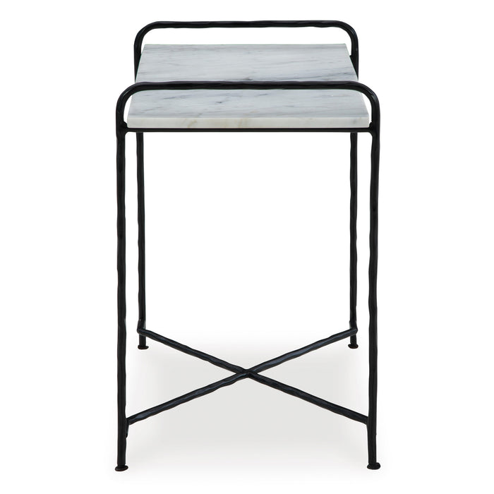 Side view of Ashber White Accent Table