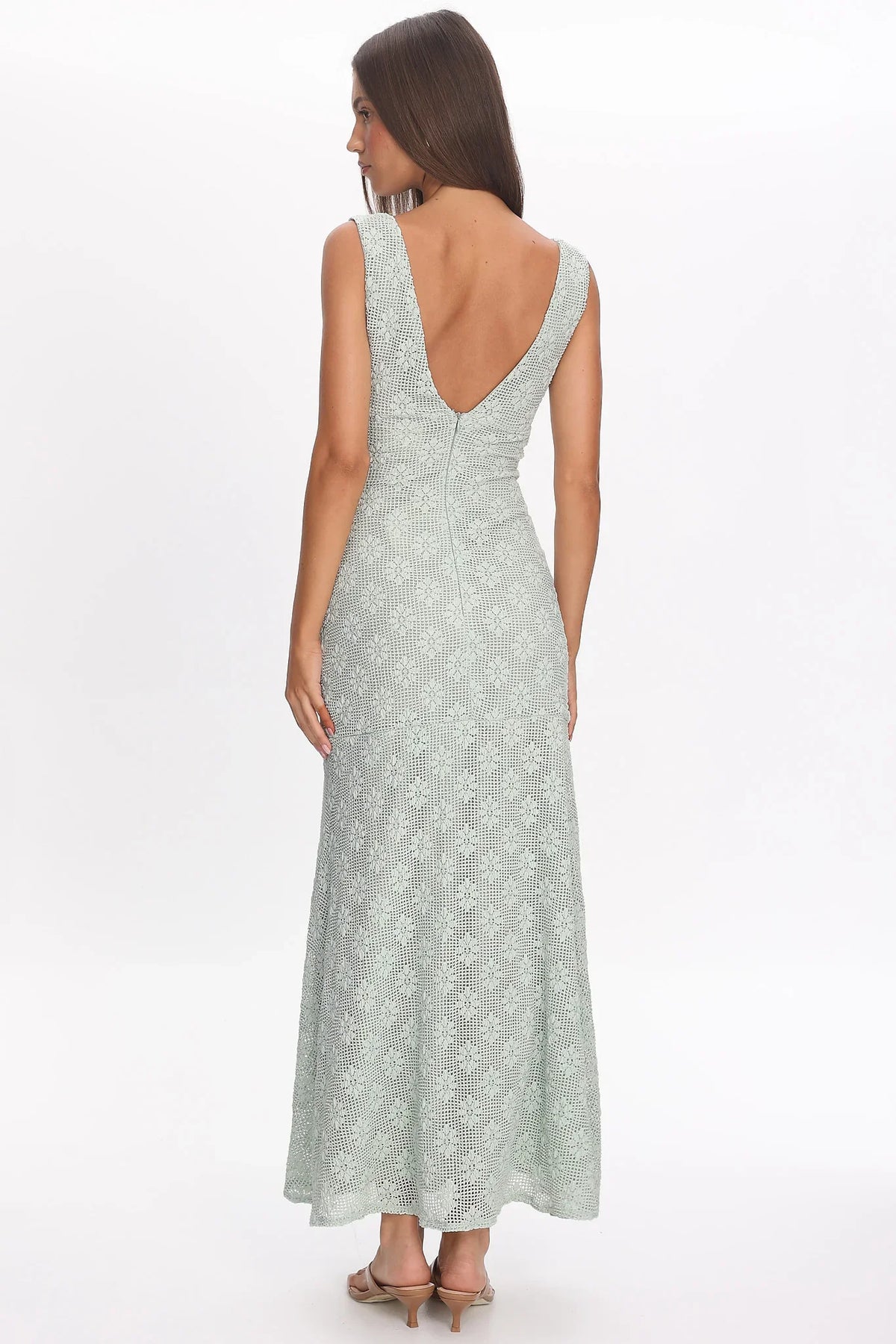 Sunshine Girl Crochet Maxi Dress Sage