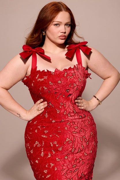holly red velvet lace maxi dress