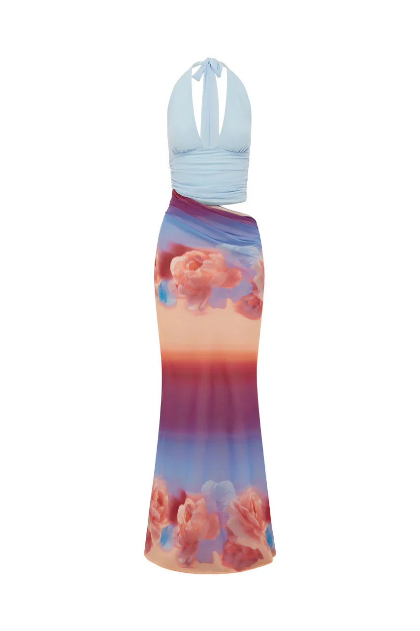 ALEXIS HALTER CUT OUT MAXI DRESS - NADIA PINK OMBRE