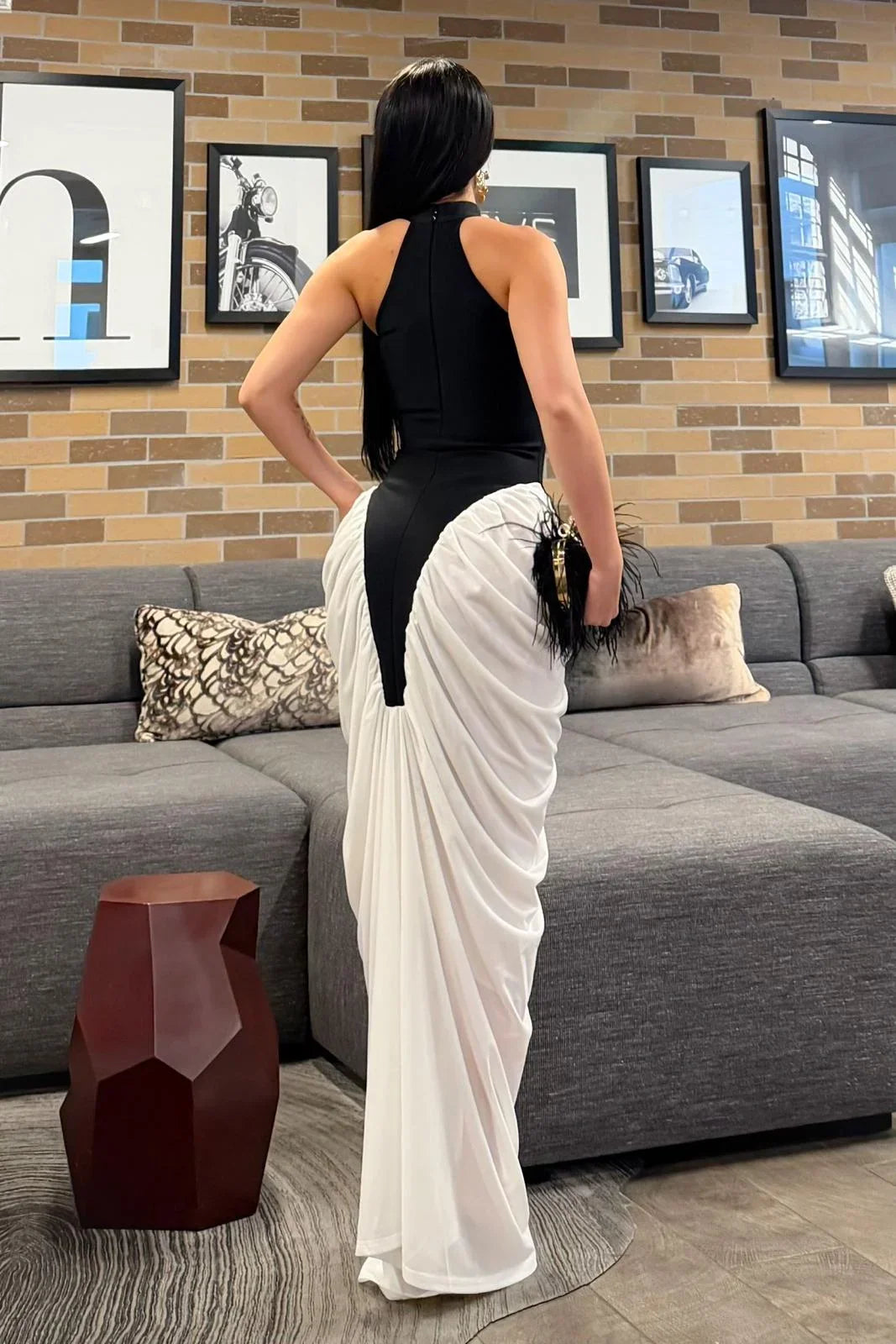 Bandage Eleganza Bandage Maxi Dress in Black and White