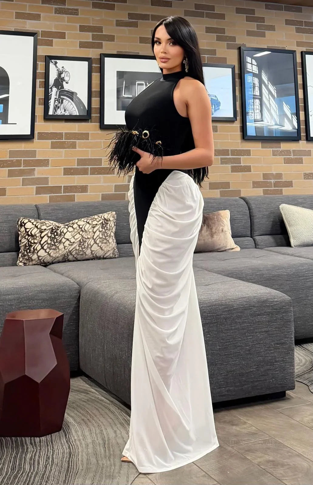Bandage Eleganza Bandage Maxi Dress in Black and White