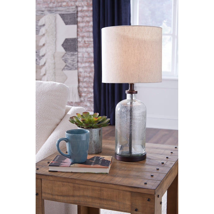 A room setting featuring Bandile Black Table Lamp