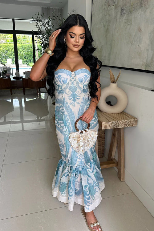 Baroque Muse Straight-Fit Maxi Dress