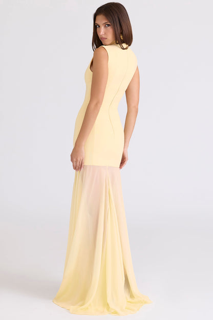 butter yellow keyhole maxi dress