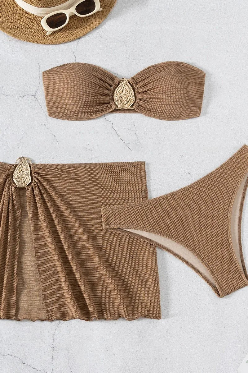 Beach Summer 3-Piece Bikini Set - Mocha