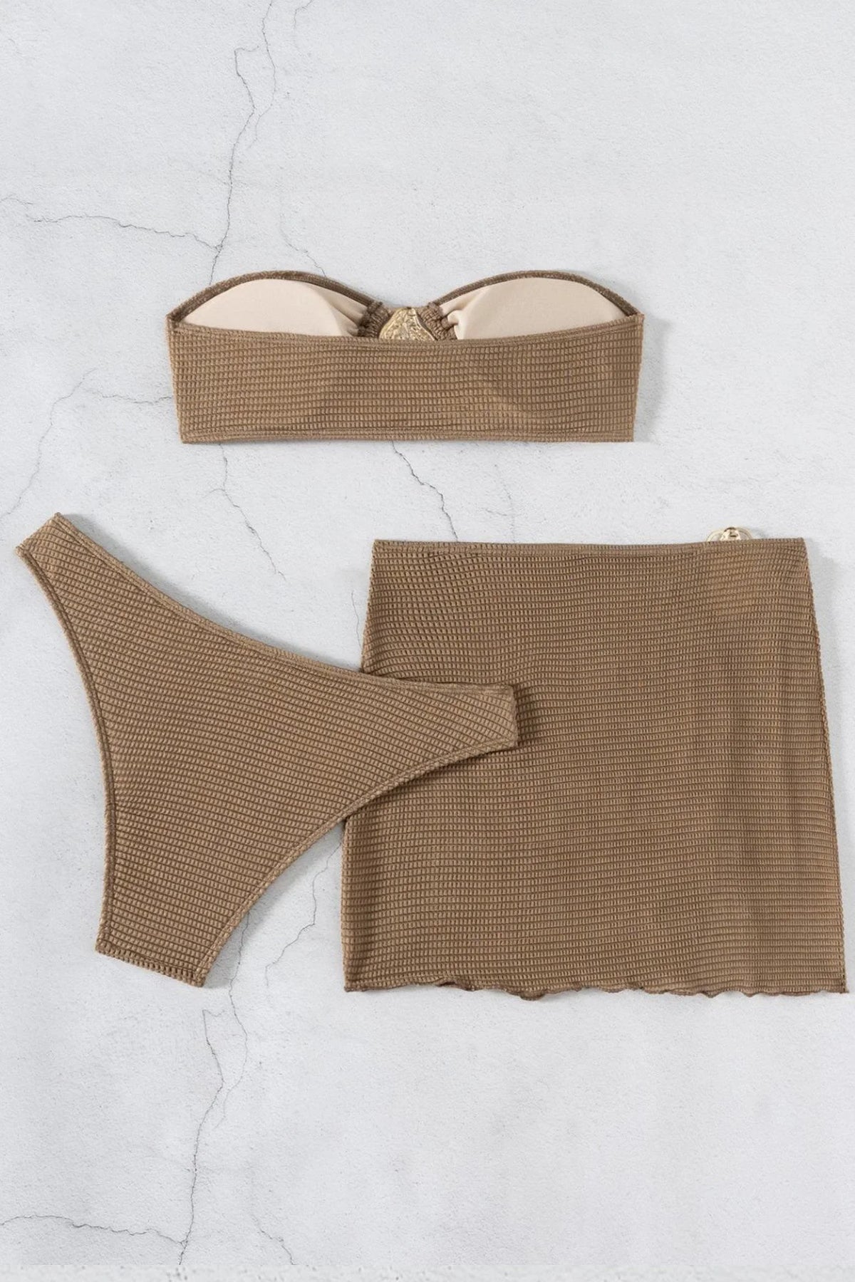 Beach Summer 3-Piece Bikini Set - Mocha