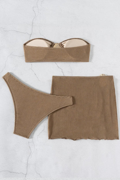 Beach Summer 3-Piece Bikini Set - Mocha