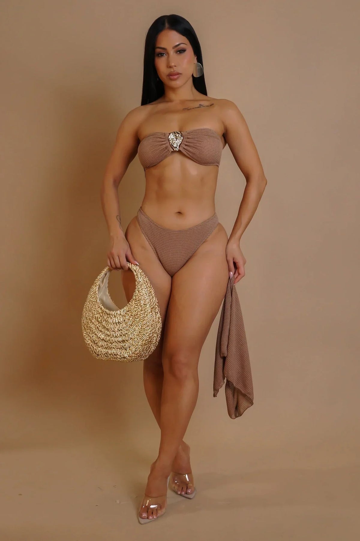 Beach Summer 3-Piece Bikini Set - Mocha